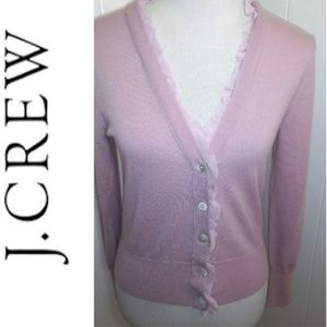 J. Crew Dusty Rose Merino & Silk Ruffle Cardigan